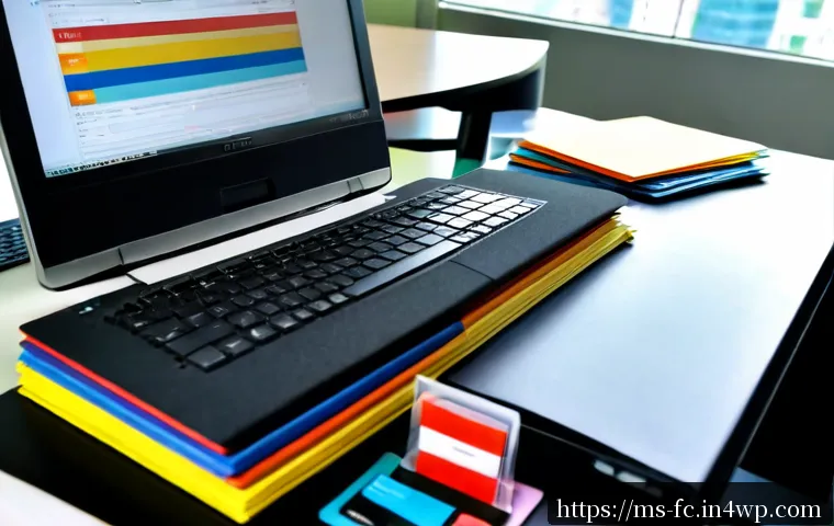 ITCSS를 통한 코드 조직화 기법 - Photorealistic Malaysian software developer organizing a clean layered stack of color-coded file fol...